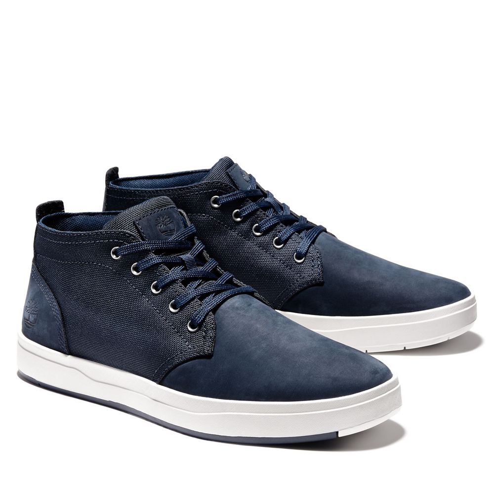 Botas Chukka Masculino - Timberland Davis Square Mixed-Media - ISKTL3697 - Azul Marinho